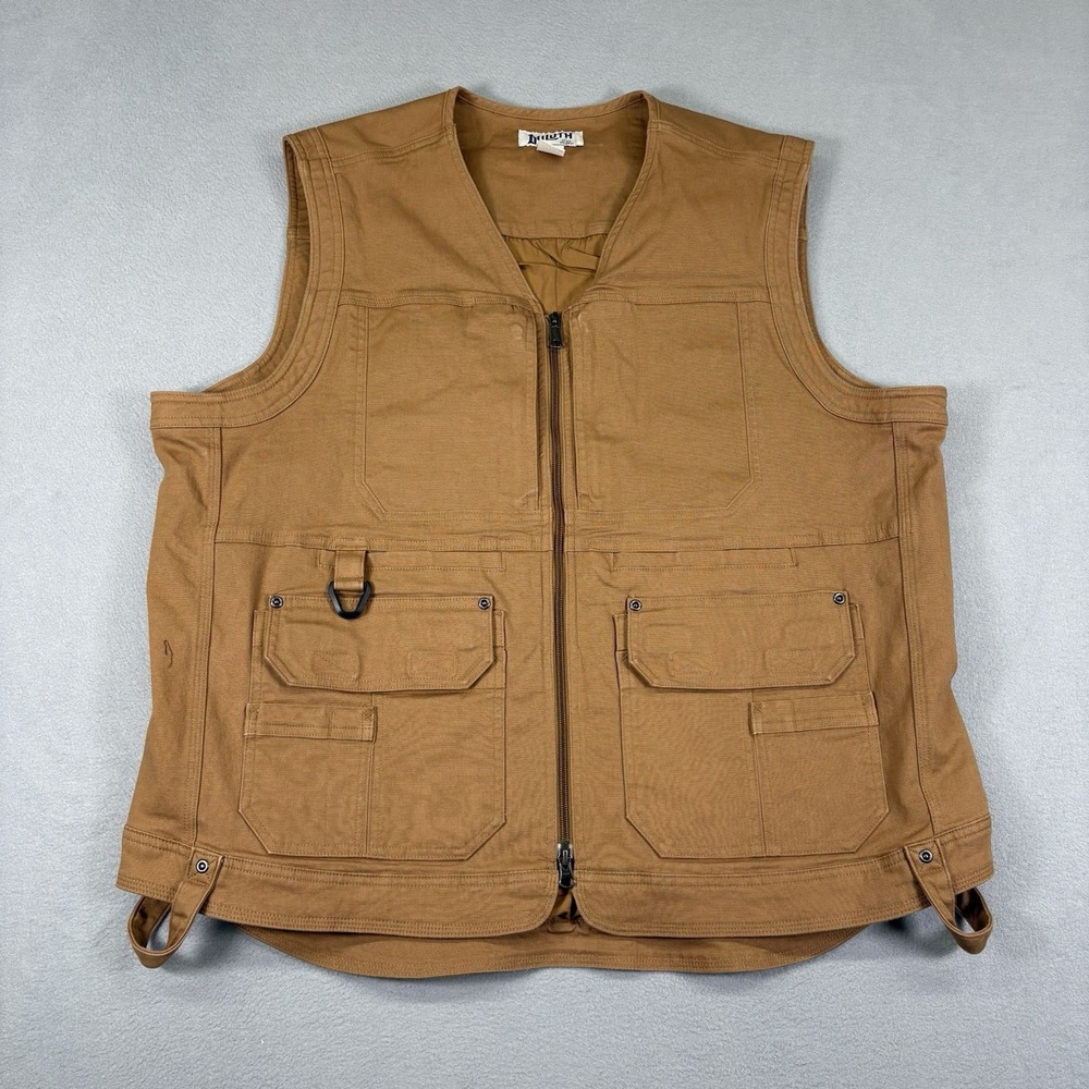Duluth Trading Flex Fire Hose Ultimate Vest Mens XL Brown Multi Pocket Workwear